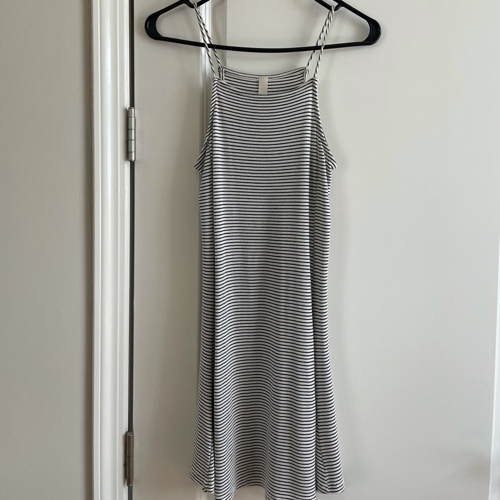 Black and white striped tank dress
